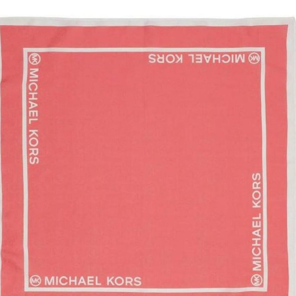 MICHAEL KORS logo cotton women's square scarf bandana - Coral/Orange